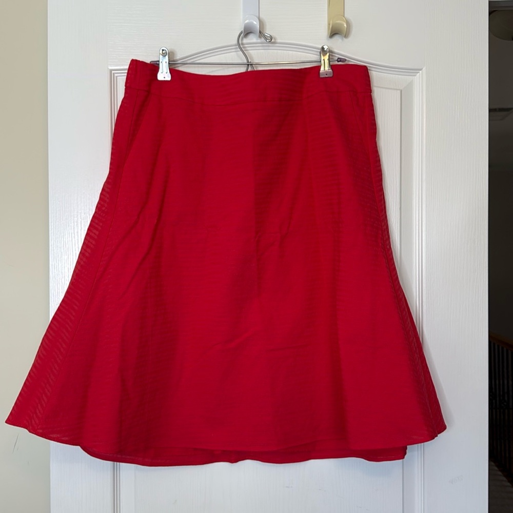 Ann Taylor A-Line Textured Midi Skirt Tomato Red 16